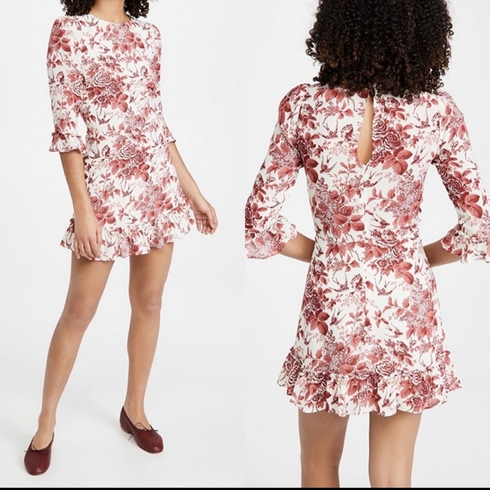 Reformation Doutzen Floral Mini Red Dress Size 2 - Picture 4 of 10